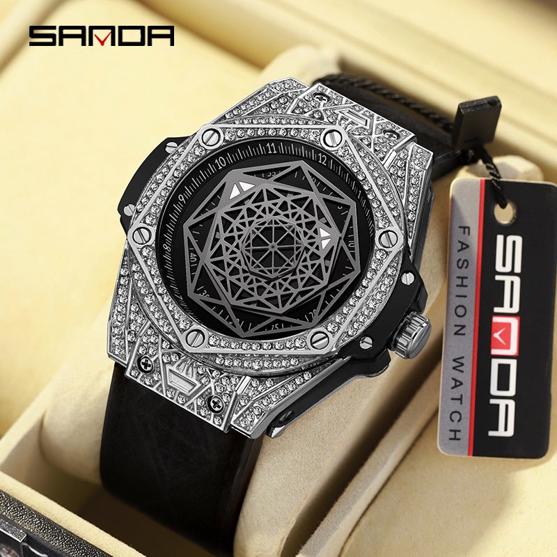 Watch Men Live Explosions Real Belt Automatic Mechanical Watch Live Explosions Luminous Waterproof Fashion Diamond Simple - Image 2